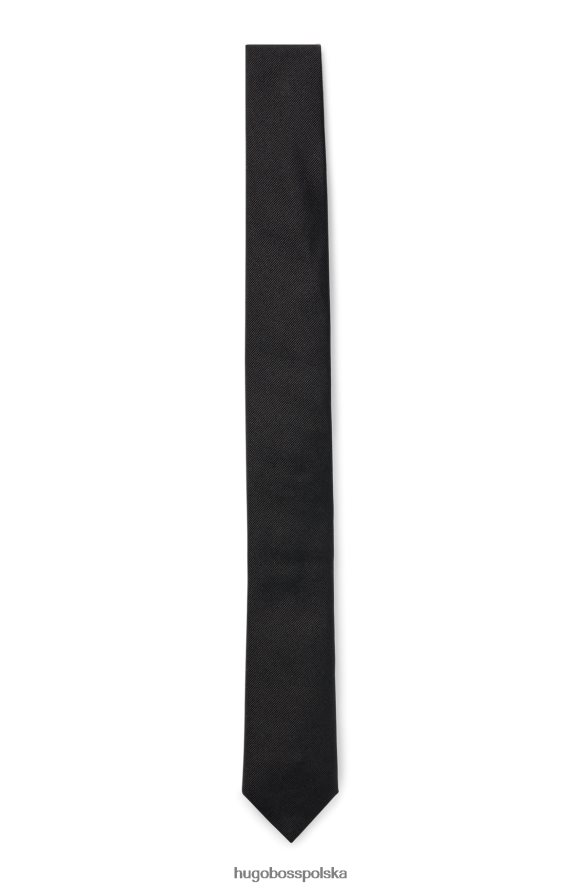 Hugo Boss Włoski krawat z żakardowego czarnego hugo z czystego jedwabiu czarny R0X0H65421