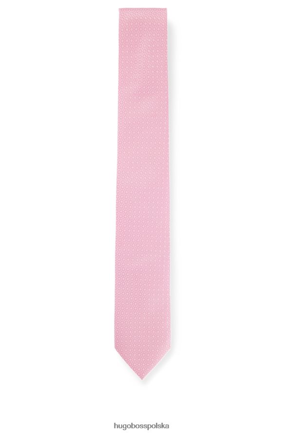 Hugo Boss Zestaw jedwabnego żakardowego krawata i poszetki Hugo w mikrowzorzystość w kolorze jasnoróżowym jasnoróżowy R0X0H65771