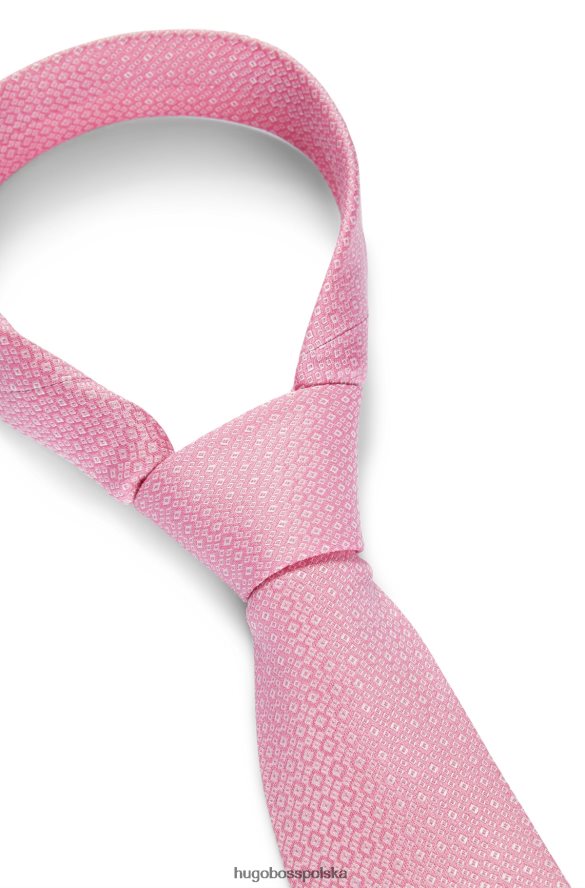 Hugo Boss Zestaw jedwabnego żakardowego krawata i poszetki Hugo w mikrowzorzystość w kolorze jasnoróżowym jasnoróżowy R0X0H65771