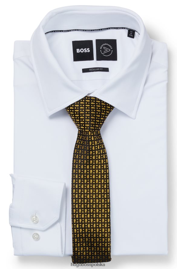 Hugo Boss żakardowy krawat z czystego jedwabiu ze złotym monogramem hugo na całej powierzchni złoto R0X0H65905