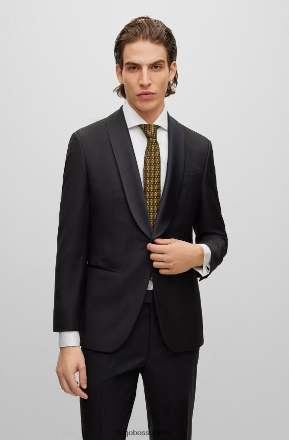 Hugo Boss żakardowy krawat z czystego jedwabiu ze złotym monogramem hugo na całej powierzchni złoto R0X0H65905