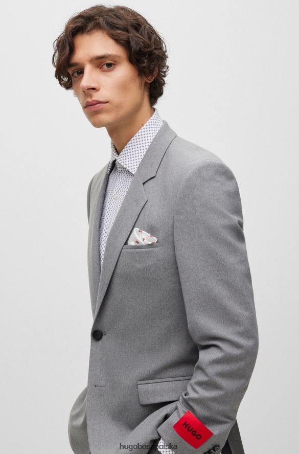 Hugo Boss biała poszetka Hugo z cyfrowym nadrukiem i solidną obwódką biały R0X0H65612