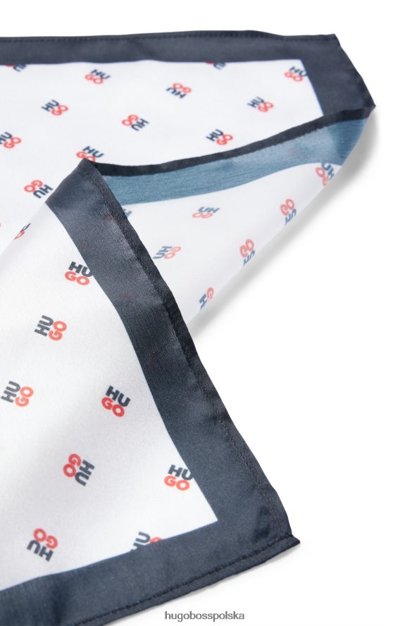 Hugo Boss biała poszetka Hugo z cyfrowym nadrukiem i solidną obwódką biały R0X0H65612