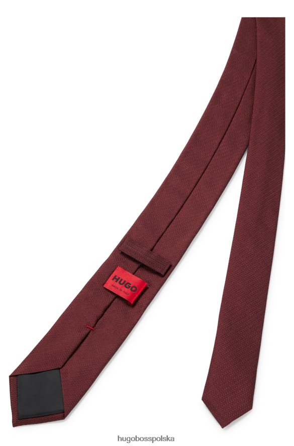 Hugo Boss ciemnobrązowy krawat z czystego jedwabiu z żakardowym wzorem hugo ciemny brąz R0X0H65738