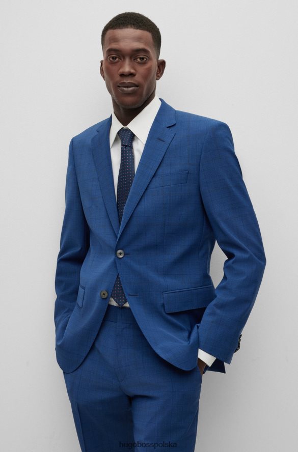 Hugo Boss ciemnoniebieski krawat we wzór hugo, wykonany z włókien pochodzących z recyklingu i jedwabiu ciemny niebieski R0X0H65854