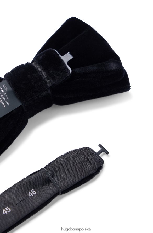 Hugo Boss czarna muszka hugo z czystego aksamitu bawełnianego z łatwym zapięciem czarny R0X0H65902