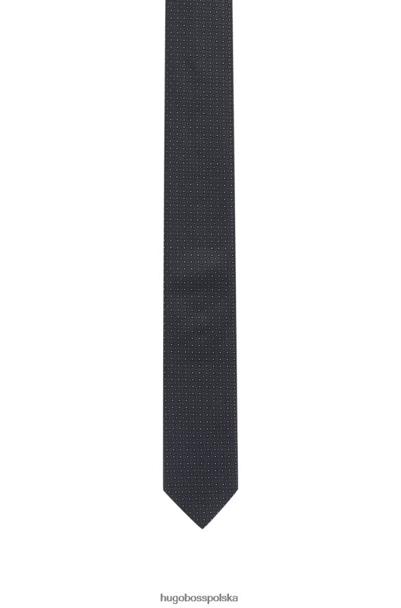 Hugo Boss czarny jedwabno-żakardowy krawat z mikrowzorem hugo czarny R0X0H65333