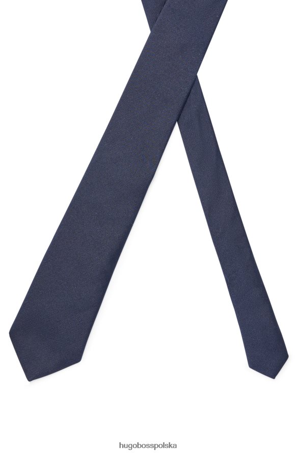 Hugo Boss formalny krawat z jedwabiu żakardowego w kolorze ciemnoniebieskim hugo ciemny niebieski R0X0H65466