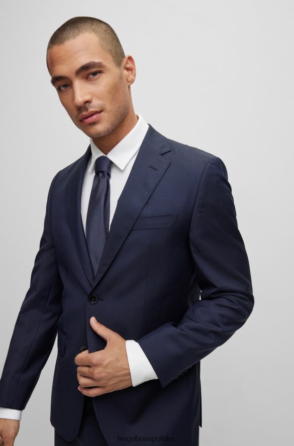 Hugo Boss formalny krawat z jedwabiu żakardowego w kolorze ciemnoniebieskim hugo ciemny niebieski R0X0H65466