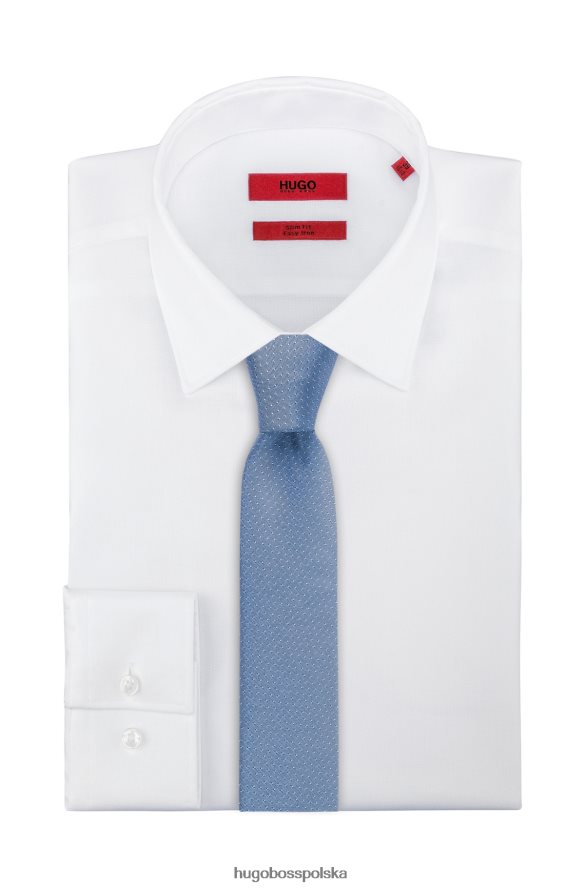 Hugo Boss jasnoniebieski jedwabno-żakardowy krawat hugo z mikrowzorem jasny niebieski R0X0H65369