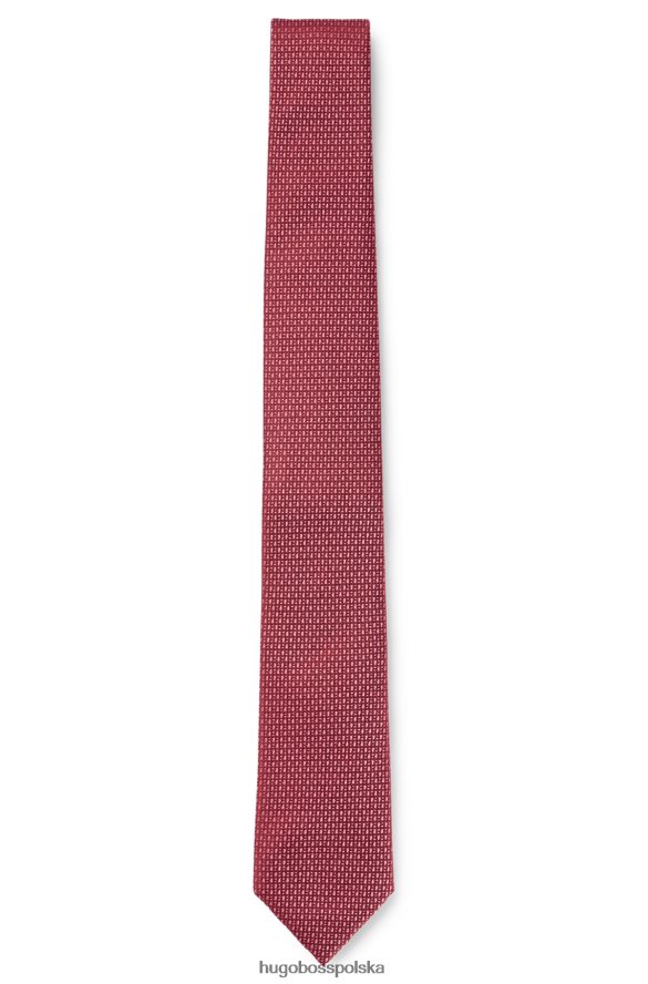 Hugo Boss jasnoróżowy jedwabny krawat hugo z mikro monogramami na całej powierzchni jasnoróżowy R0X0H65700