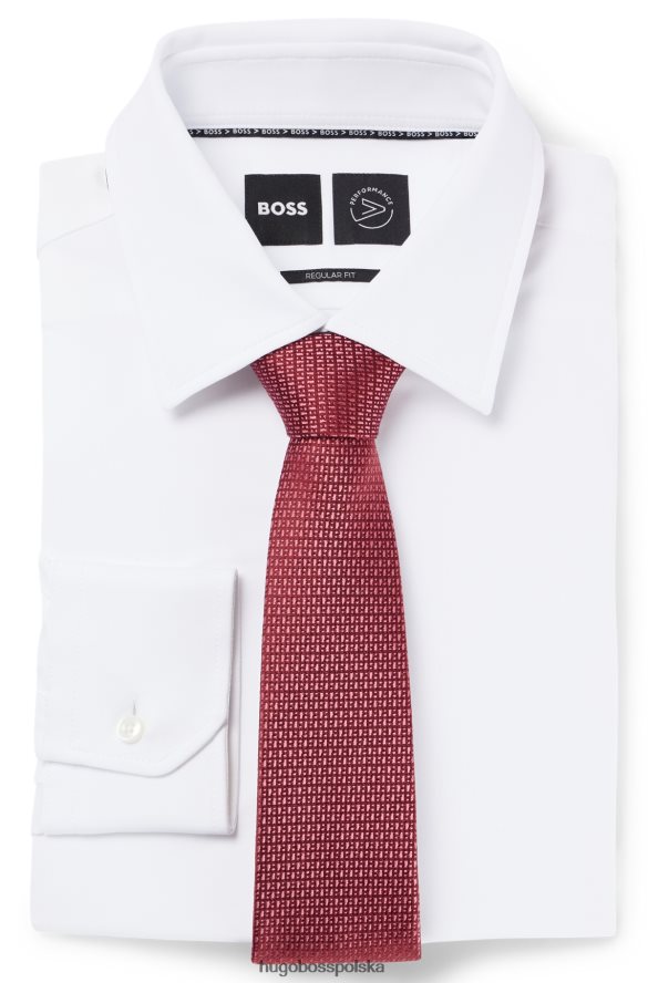 Hugo Boss jasnoróżowy jedwabny krawat hugo z mikro monogramami na całej powierzchni jasnoróżowy R0X0H65700