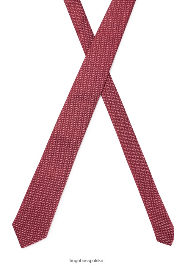 Hugo Boss jasnoróżowy jedwabny krawat hugo z mikro monogramami na całej powierzchni jasnoróżowy R0X0H65700