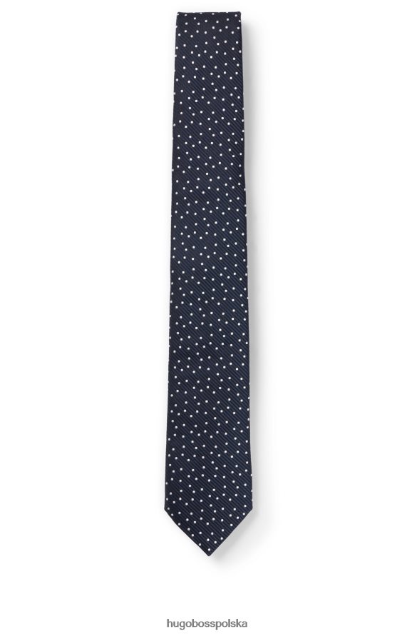 Hugo Boss krawat jedwabno-żakardowy z motywem kropek Hugo w kolorze ciemnoniebieskim ciemny niebieski R0X0H65747