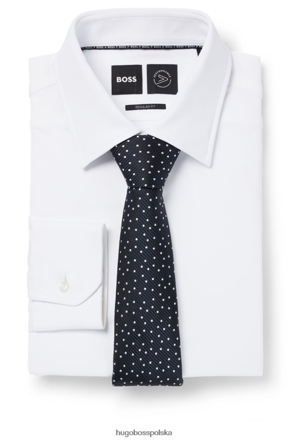 Hugo Boss krawat jedwabno-żakardowy z motywem kropek Hugo w kolorze ciemnoniebieskim ciemny niebieski R0X0H65747