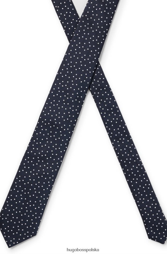 Hugo Boss krawat jedwabno-żakardowy z motywem kropek Hugo w kolorze ciemnoniebieskim ciemny niebieski R0X0H65747