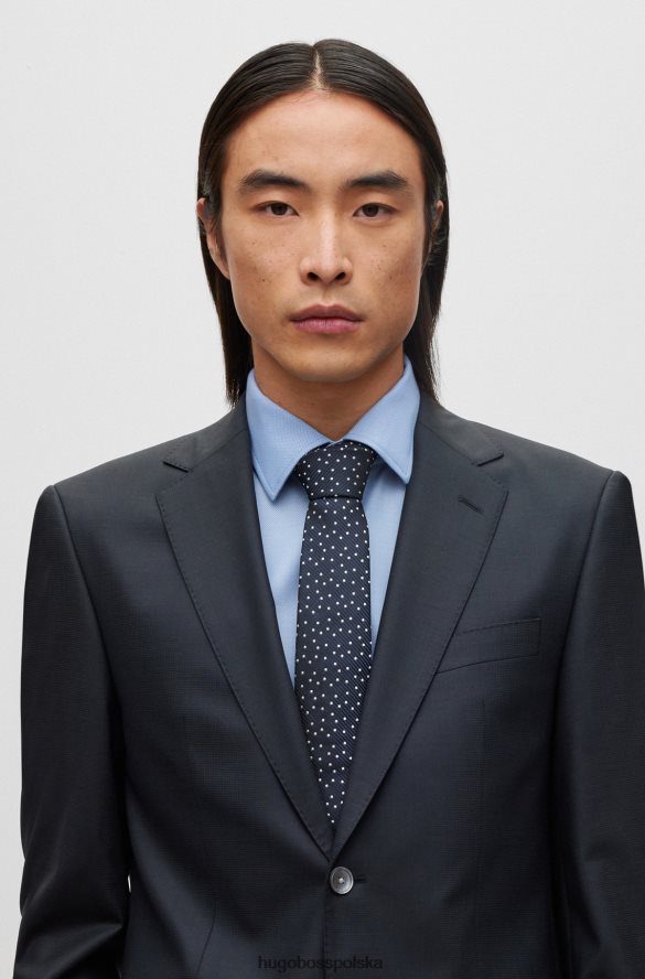 Hugo Boss krawat jedwabno-żakardowy z motywem kropek Hugo w kolorze ciemnoniebieskim ciemny niebieski R0X0H65747