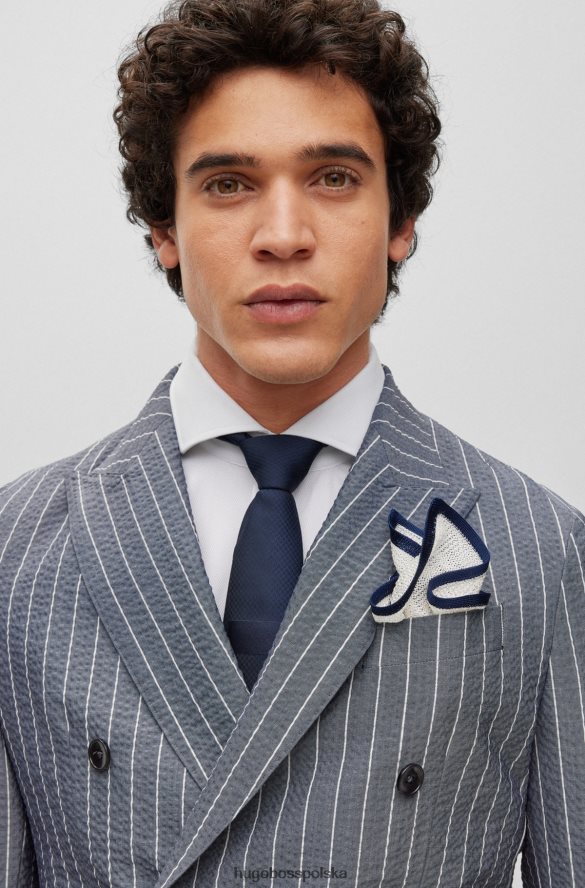 Hugo Boss poszetka włoskiej produkcji z jedwabnej piqu¦ w kolorze białym hugo biały R0X0H65898