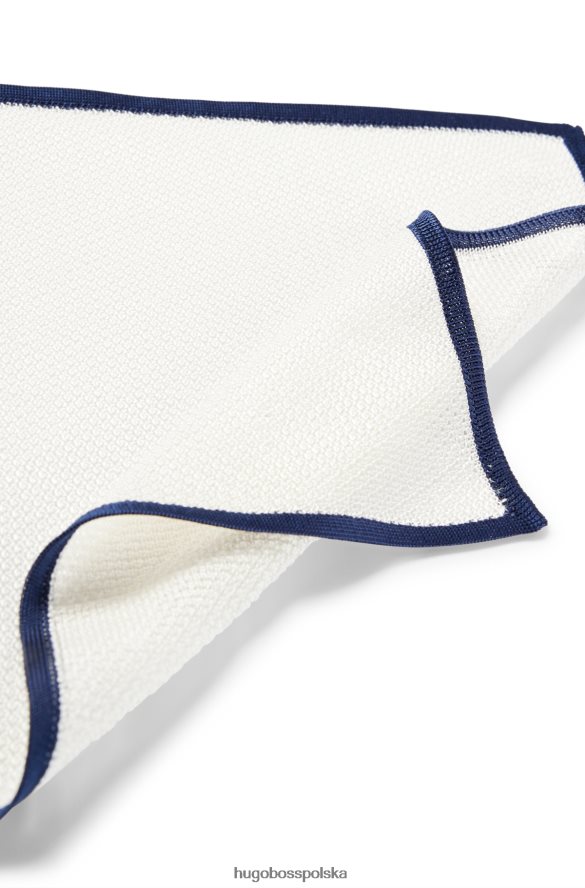 Hugo Boss poszetka włoskiej produkcji z jedwabnej piqu¦ w kolorze białym hugo biały R0X0H65898
