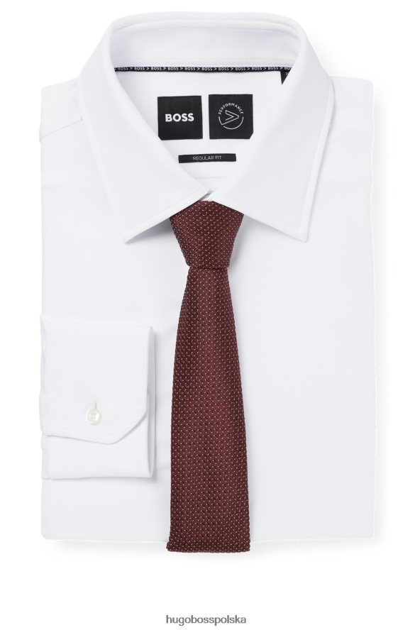 Hugo Boss ręcznie robiony krawat z jedwabiu żakardowego hugo w kolorze ciemnej czerwieni, mikrowzorzysty ciemno czerwony R0X0H65894