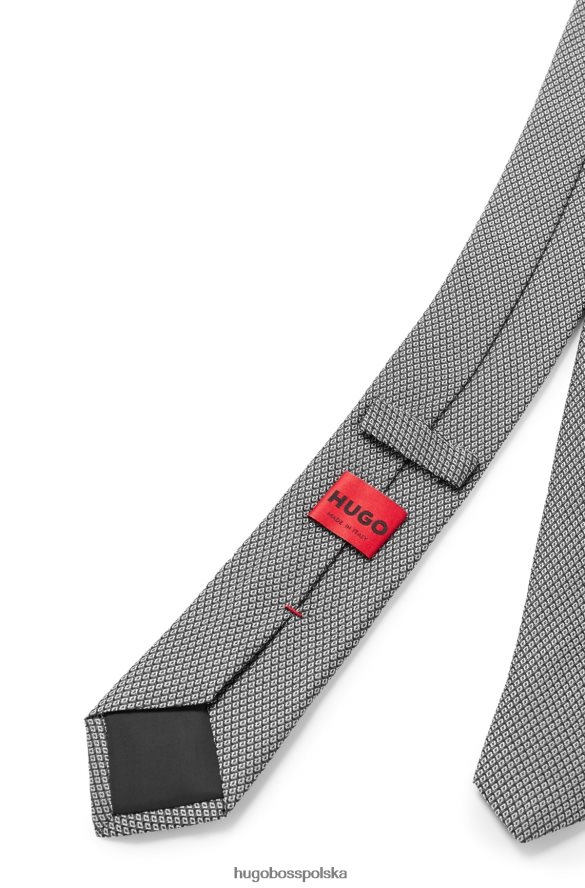 Hugo Boss szary krawat w mikrowzorek z jedwabiu żakardowego hugo szary R0X0H65819