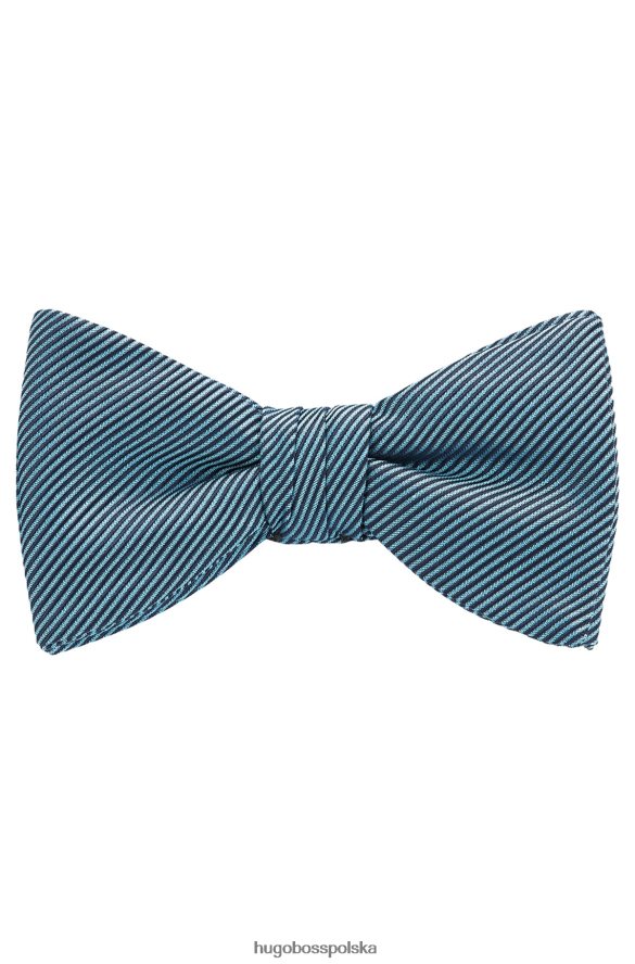 Hugo Boss turkusowa jedwabno-żakardowa muszka hugo w paski turkus R0X0H65930