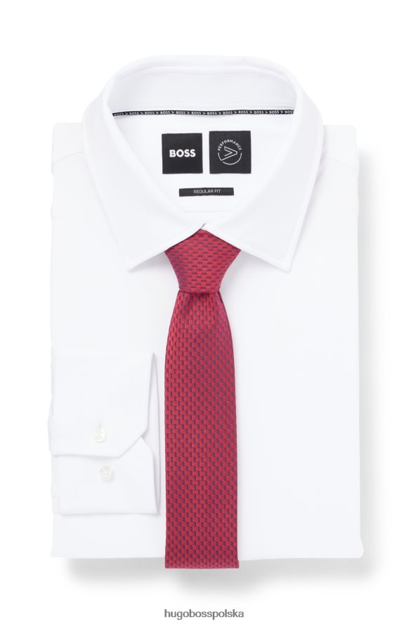 Hugo Boss wzorzysty krawat z jedwabiu żakardowego w kolorze jasnoróżowym hugo jasnoróżowy R0X0H65867