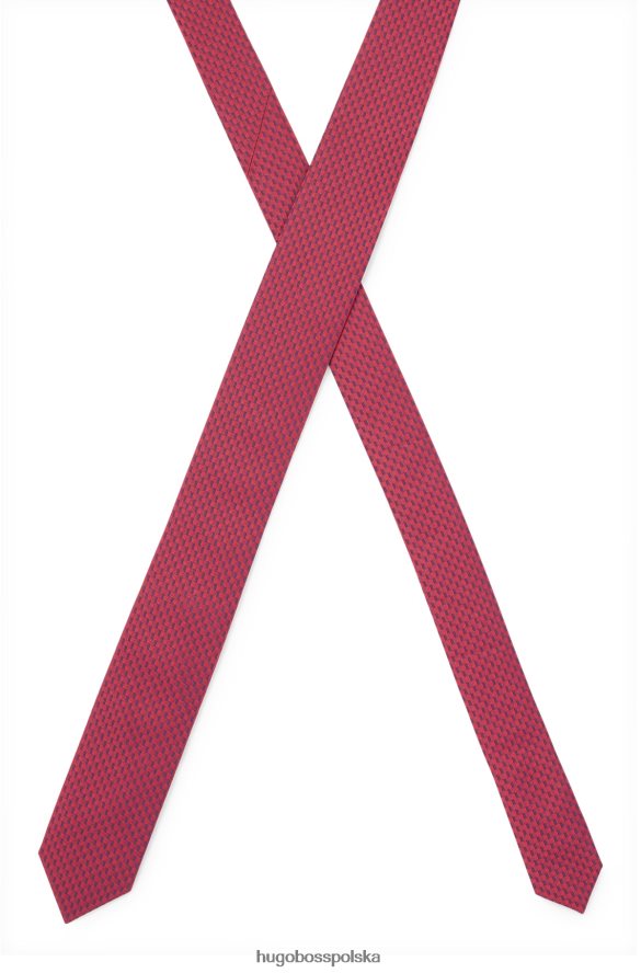 Hugo Boss wzorzysty krawat z jedwabiu żakardowego w kolorze jasnoróżowym hugo jasnoróżowy R0X0H65867