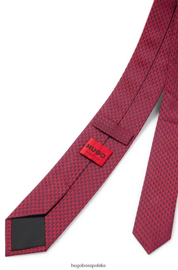 Hugo Boss wzorzysty krawat z jedwabiu żakardowego w kolorze jasnoróżowym hugo jasnoróżowy R0X0H65867
