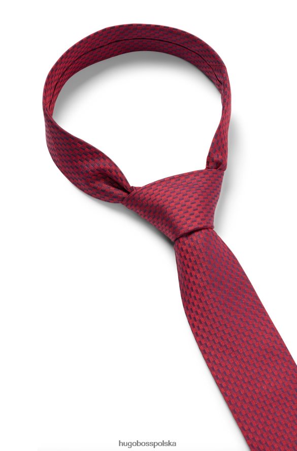 Hugo Boss wzorzysty krawat z jedwabiu żakardowego w kolorze jasnoróżowym hugo jasnoróżowy R0X0H65867