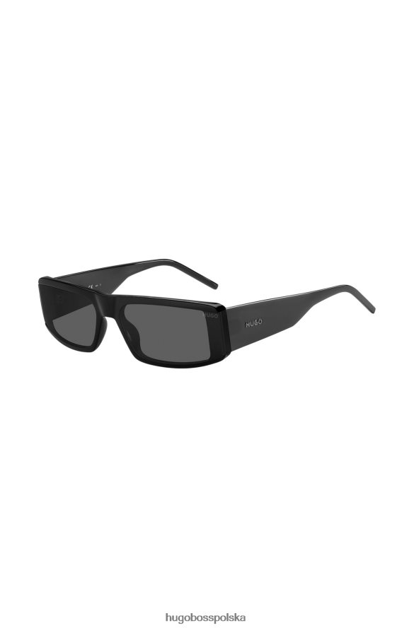 Hugo Boss Hugo czarne okulary przeciwsłoneczne w stylu maski z octanu i nadrukiem logo, różne opakowania różne opakowania wstępne R0X0H65542
