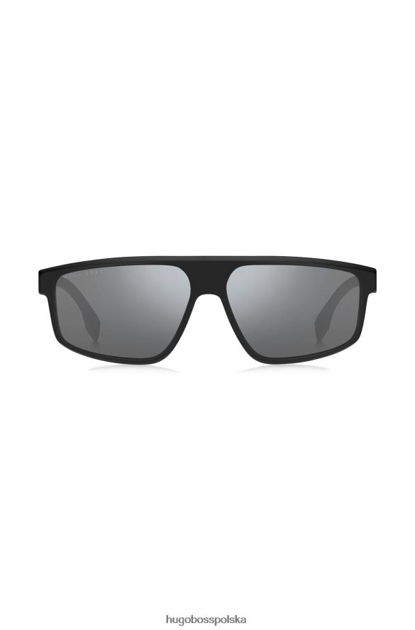Hugo Boss Hugo, zestaw czarnych okularów przeciwsłonecznych z trójwymiarowym logo zausznika różne opakowania wstępne R0X0H65734