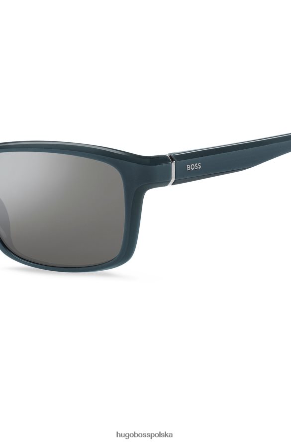 Hugo Boss Okulary przeciwsłoneczne z acetatu w kolorze matowego turkusu z metalowymi wykończeniami, różne kolory, dostępne w opakowaniu hugo różne opakowania wstępne R0X0H65537