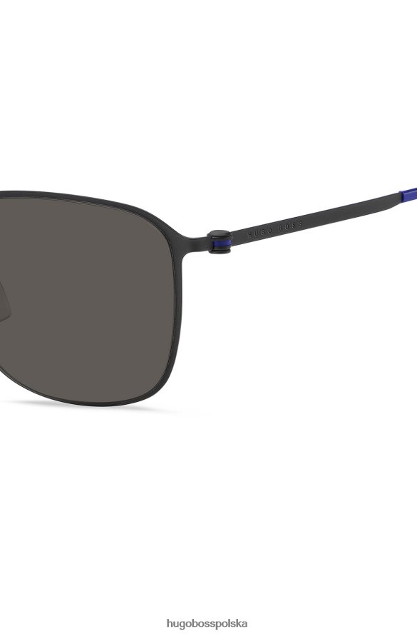 Hugo Boss hugo różne czarne okulary przeciwsłoneczne ze stali nierdzewnej z niebieskimi plastikowymi osłonami różne opakowania wstępne R0X0H65450