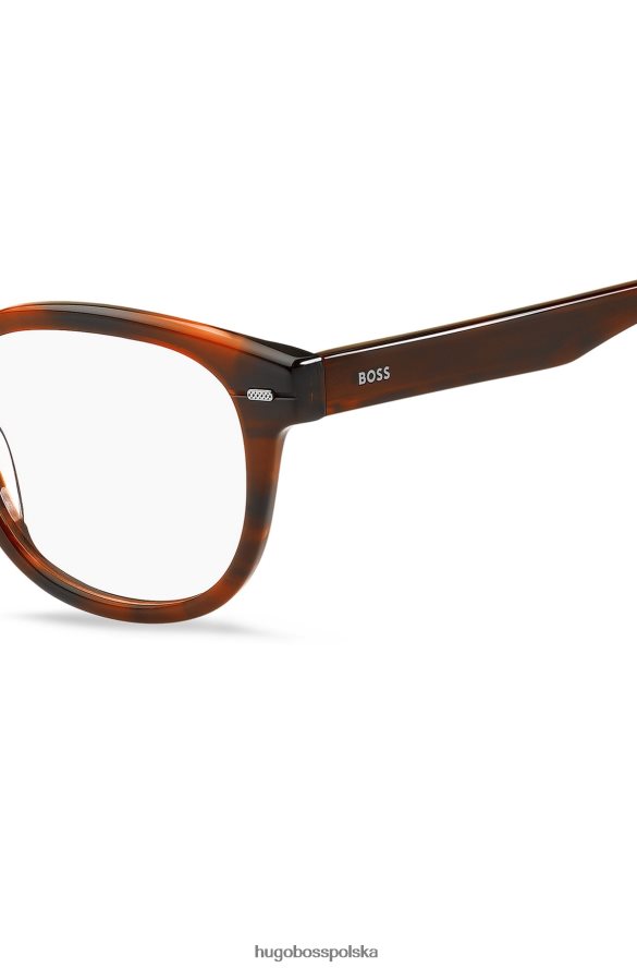 Hugo Boss Hugo havana-acetate oprawki optyczne z różnymi metalowymi nitami, w zestawie różne opakowania wstępne R0X0H65856