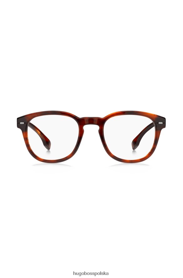 Hugo Boss Hugo havana-acetate oprawki optyczne z różnymi metalowymi nitami, w zestawie różne opakowania wstępne R0X0H65856