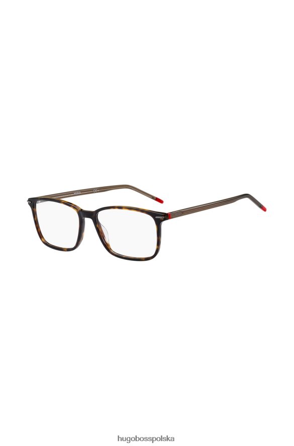 Hugo Boss Ramki optyczne z acetatu Hawana z czerwonymi detalami, wybór w opakowaniu hugo różne opakowania wstępne R0X0H65582