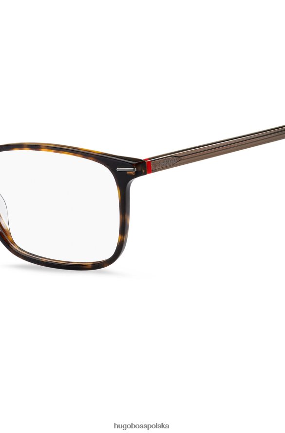 Hugo Boss Ramki optyczne z acetatu Hawana z czerwonymi detalami, wybór w opakowaniu hugo różne opakowania wstępne R0X0H65582