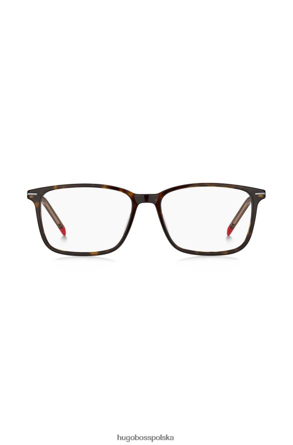 Hugo Boss Ramki optyczne z acetatu Hawana z czerwonymi detalami, wybór w opakowaniu hugo różne opakowania wstępne R0X0H65582