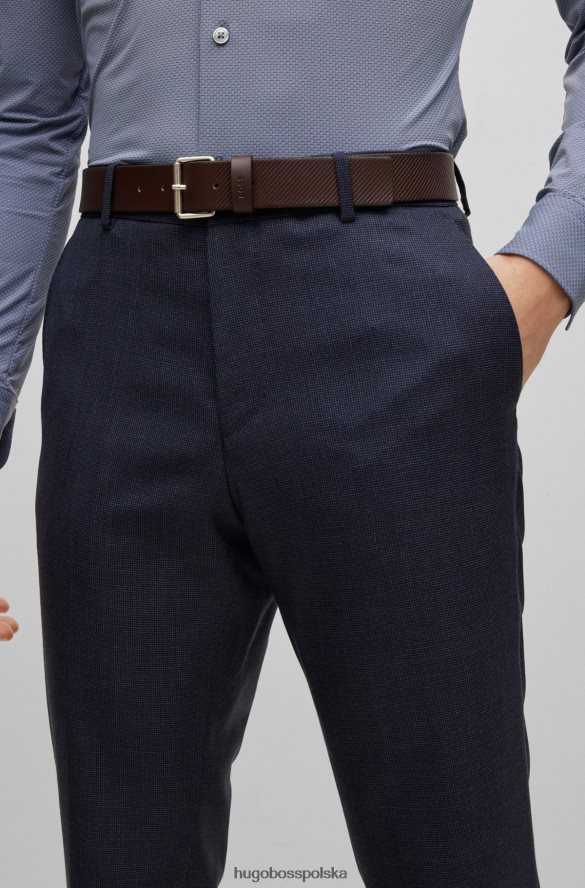 Hugo Boss Ciemnobrązowy pasek hugo ze strukturalnej skóry zapinany na sprzączkę z logo ciemny brąz R0X0H65102