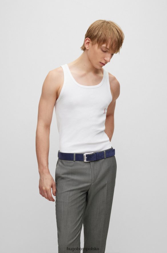 Hugo Boss Ciemnoniebieski zamszowy pasek Hugo z klamrą z logo ciemny niebieski R0X0H65256