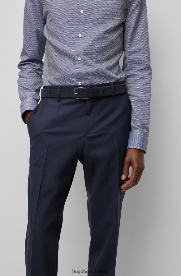 Hugo Boss Ciemnoniebieski zamszowy pasek hugo z logo i brązową klamrą ciemny niebieski R0X0H65273