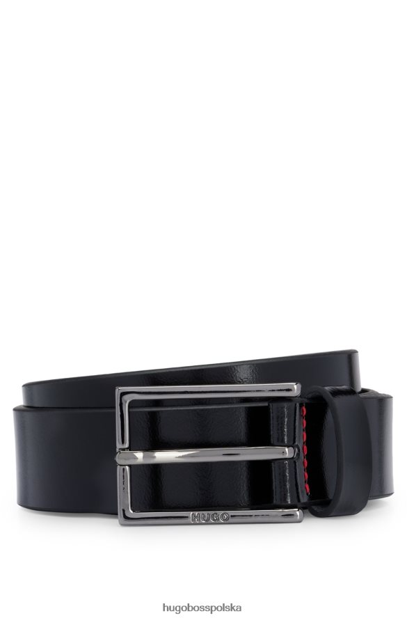 Hugo Boss Czarny skórzany pasek hugo z końcówką z logo czarny R0X0H65822