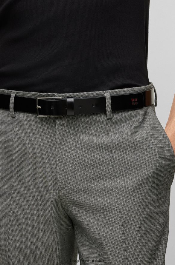 Hugo Boss Czarny skórzany pasek hugo z końcówką z logo czarny R0X0H65822