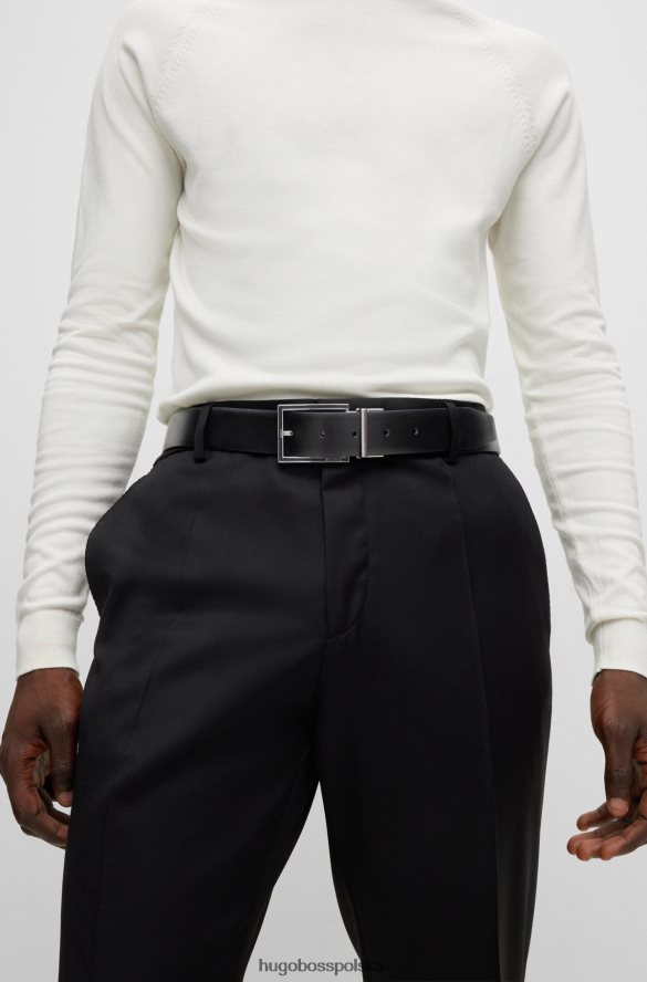 Hugo Boss Dwustronny pasek Hugo z włoskiej skóry w kolorze czarnym czarny R0X0H65873