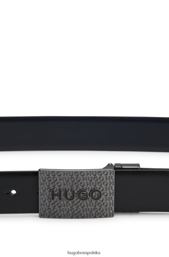 Hugo Boss Dwustronny pasek hugo z włoskiej skóry z klamrami w kształcie szpilki i blaszki w kolorze czarnym czarny R0X0H65817