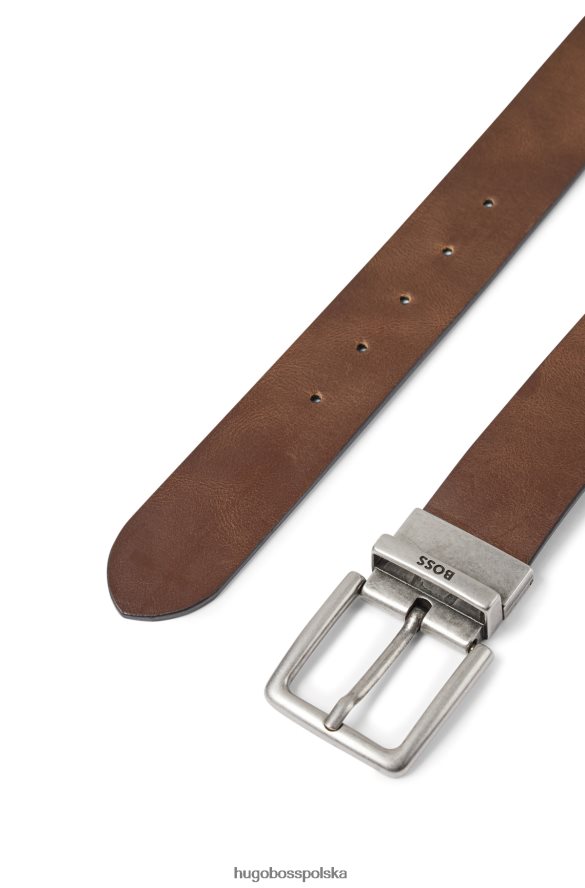 Hugo Boss Hugo brązowy dwustronny pasek z logo brązowy R0X0H65916