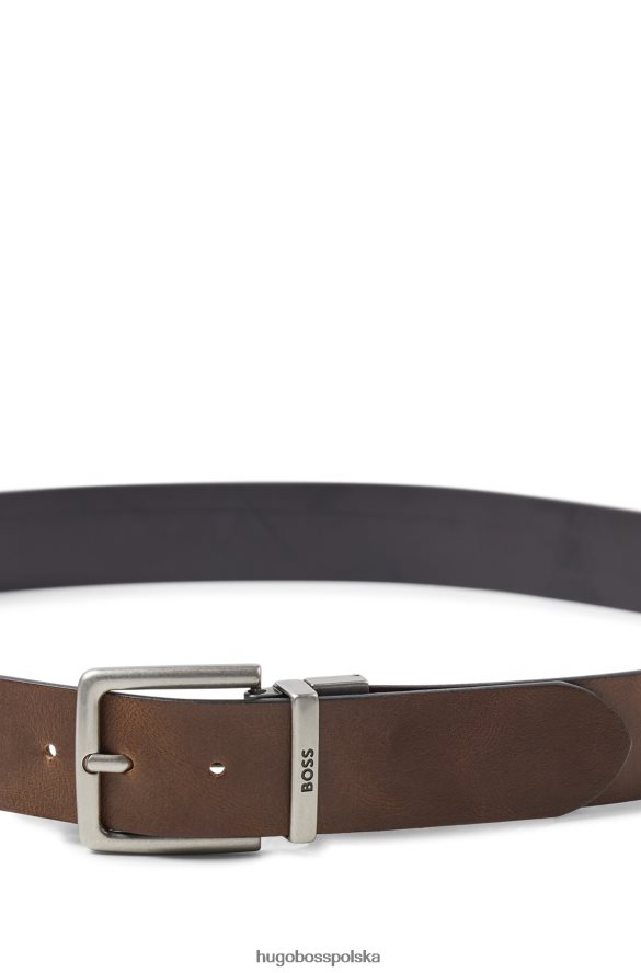Hugo Boss Hugo brązowy dwustronny pasek z logo brązowy R0X0H65916