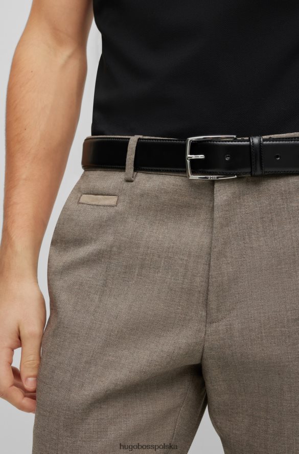 Hugo Boss Hugo włoski pasek z polerowanej skóry z przeszyciami w kolorze czarnym czarny R0X0H65298