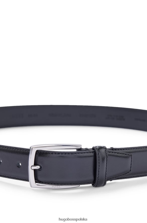 Hugo Boss Hugo włoski pasek z polerowanej skóry z przeszyciami w kolorze czarnym czarny R0X0H65298